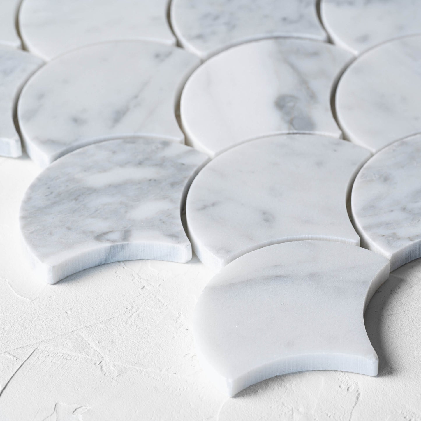 Carrara Fan Polished Mosaic 235x245mm