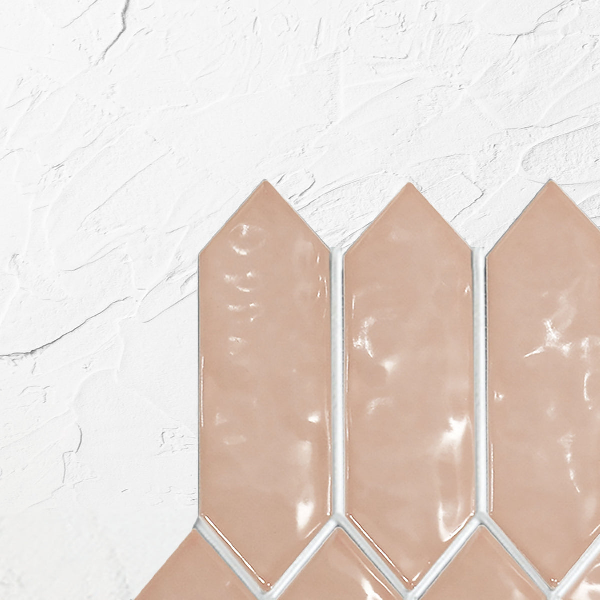 Salmon Pink Gloss Porcelain Glazed Ripple Surface Arrow 55x195mm gloss surface texture