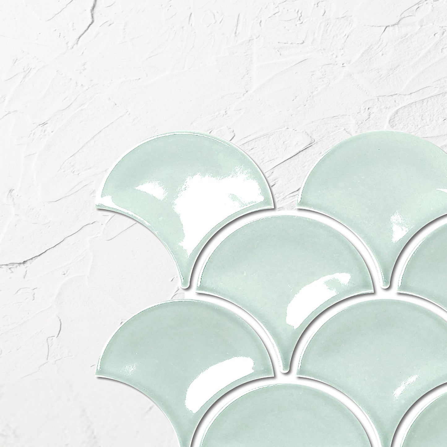 Foam Light Green Gloss Porcelain Glazed Fishscale 95x87mm