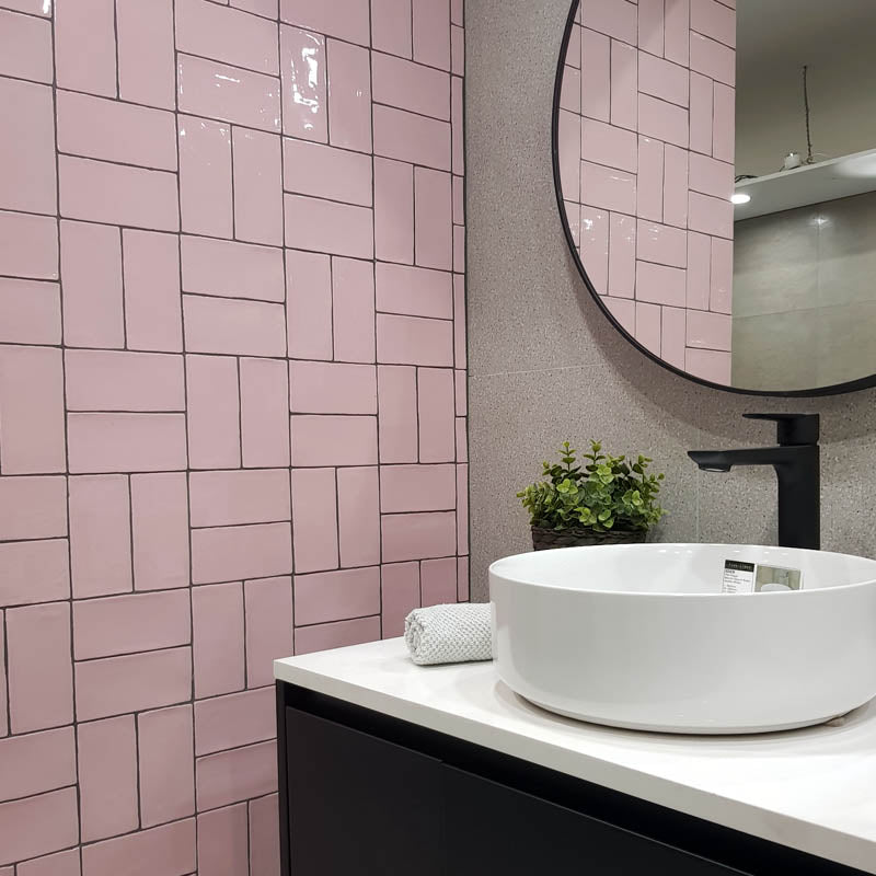 Spanish Handmade Gloss Rosa Pink 75x150mm