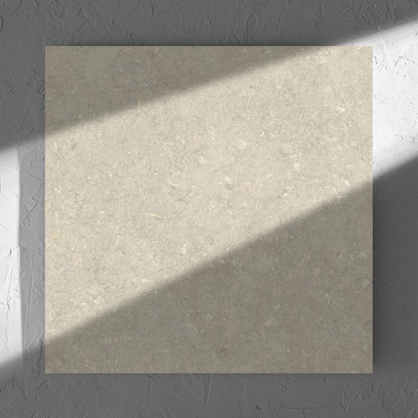 Brighton Earth Matt 600x600mm tile in soft natural window light, showing the matt surface