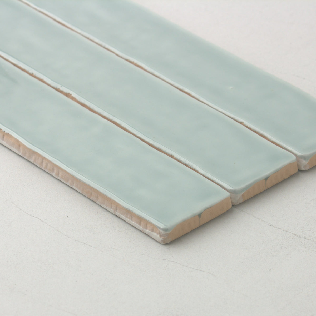 Spanish Handmade Gloss Menta 75x300mm angle view