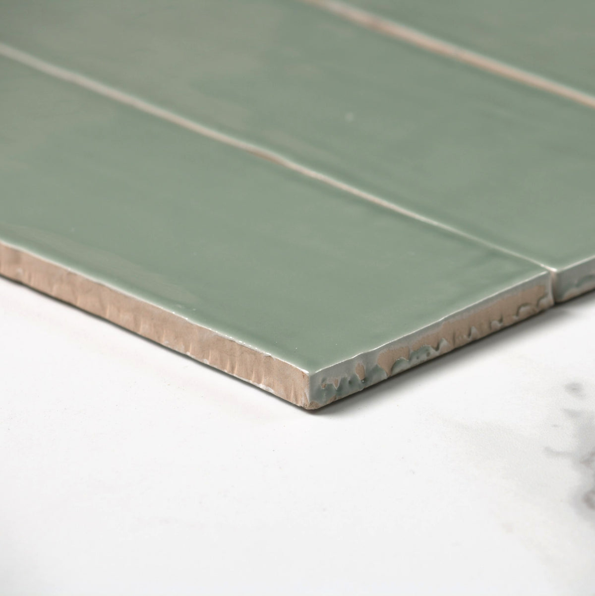 handmade gloss sage 75x300mm angle view