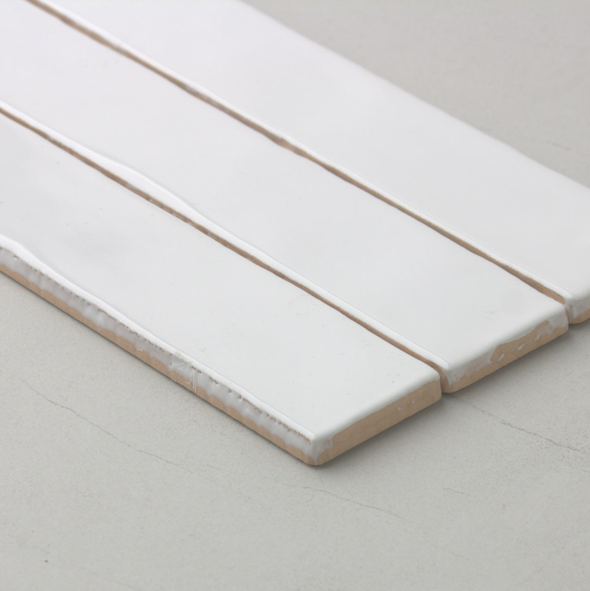 Spanish Handmade Gloss White 75x300mm angle view