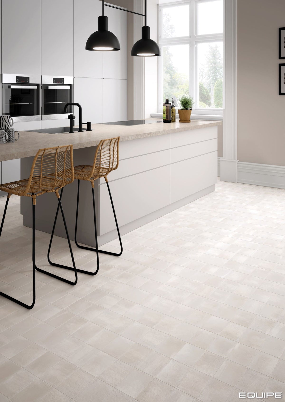 Miyako Chalk White Matt 50x150mm kitchen floor