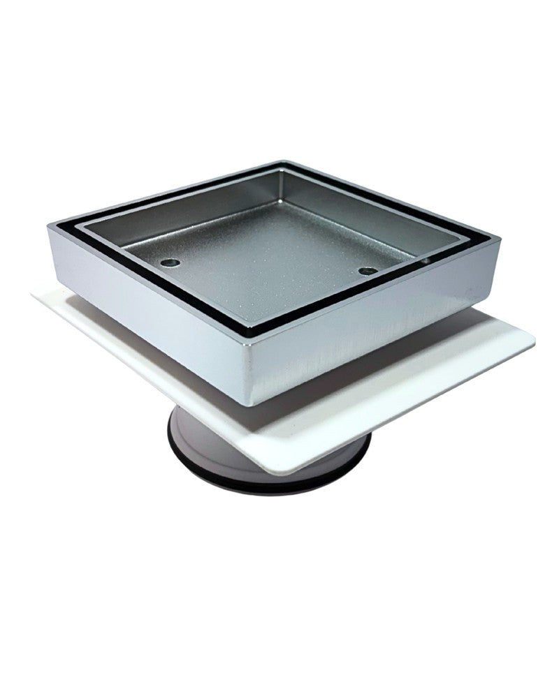 Tile Insert Floor Waste with Puddle Flange Chrome 50mm Outlet 115x115mm