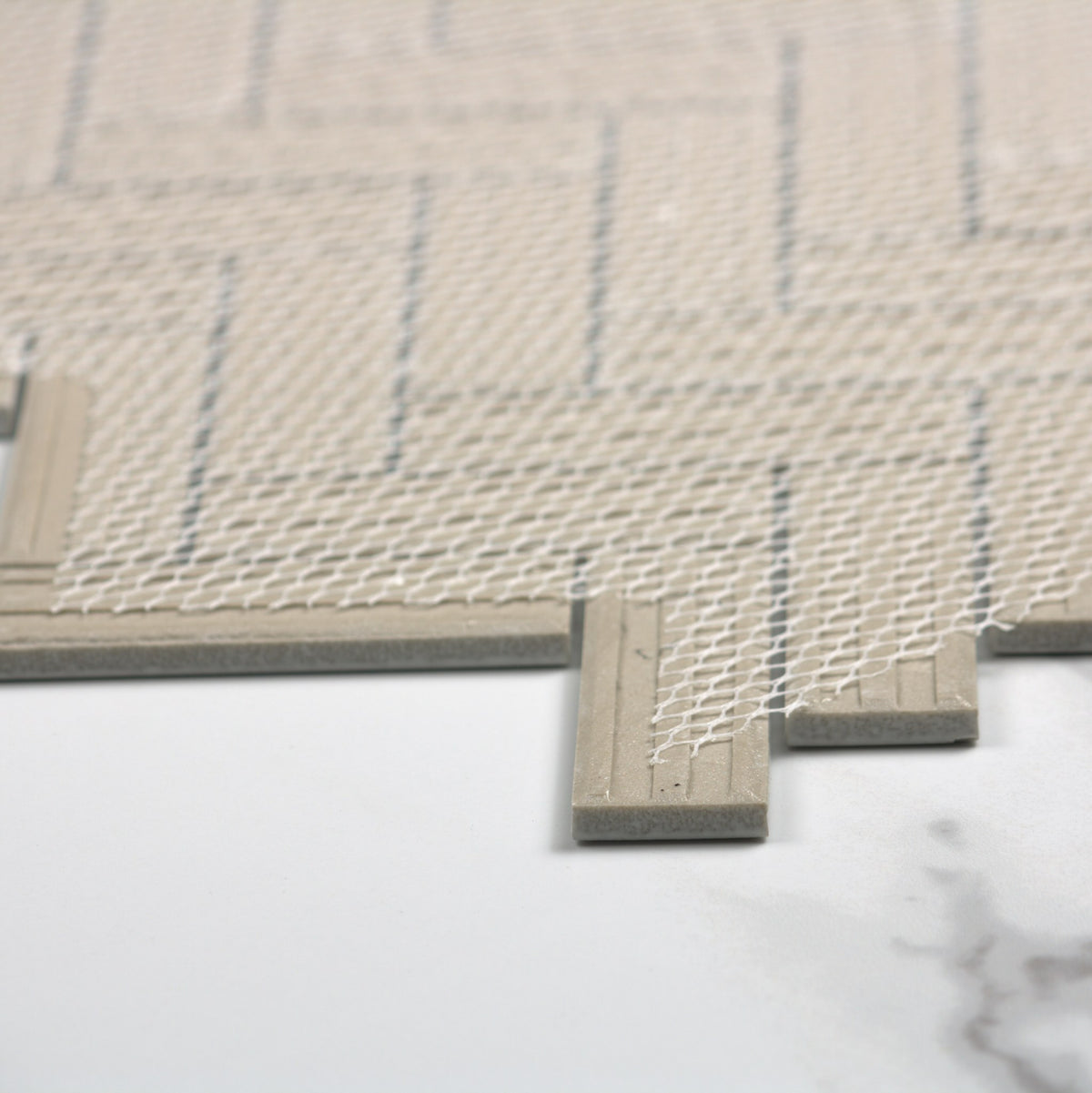 White Matt Porcelain Glazed Herringbone Bond 23x73mm angle view
