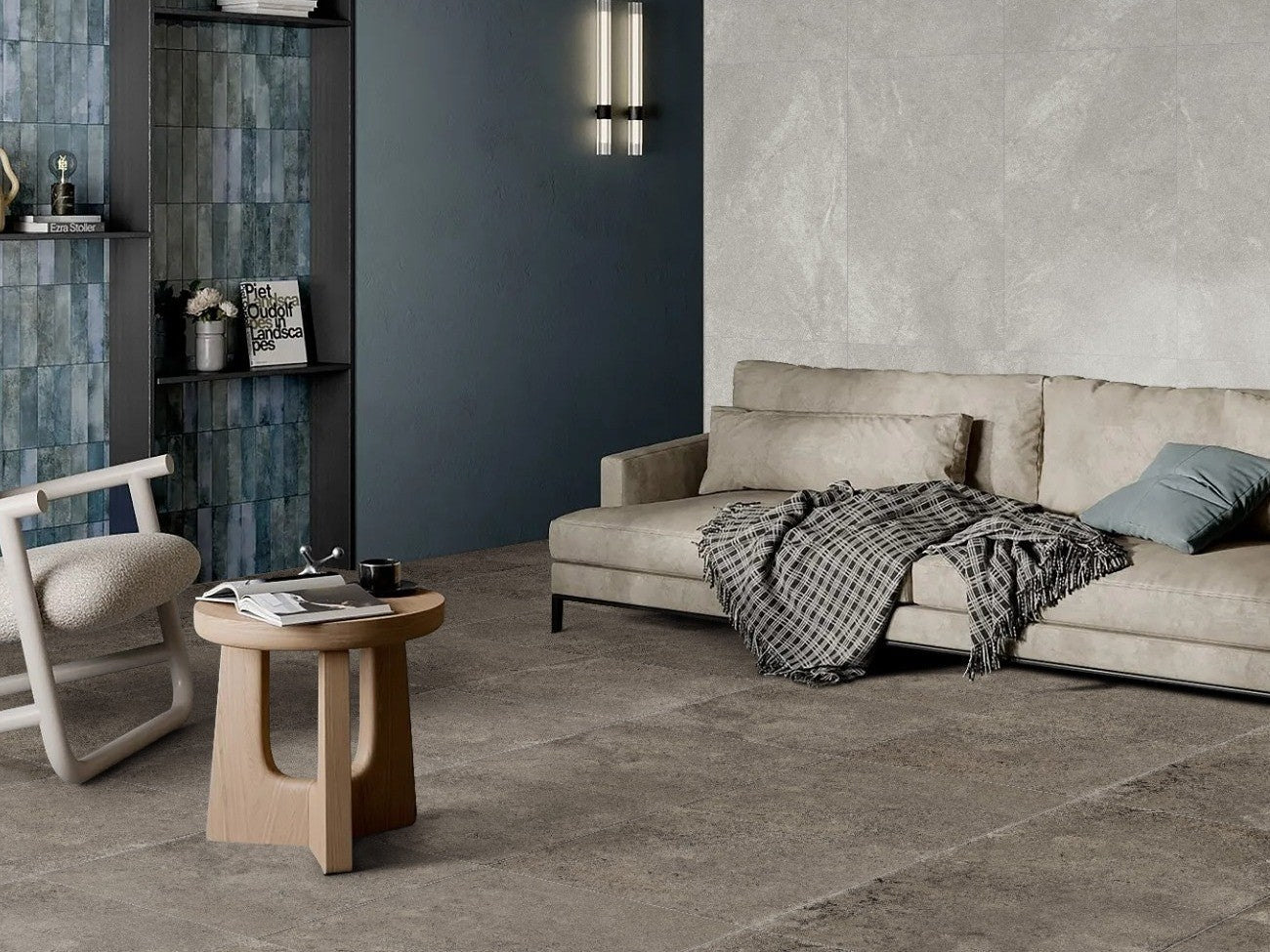 Toulouse Matt Dark Grey Bullnose Square 400x600x20mm lifestyle
