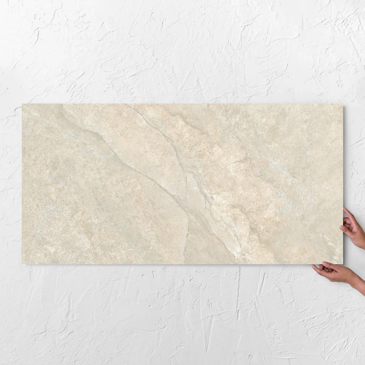 Lakestone Natural Matt 600x1200mm tile with hands