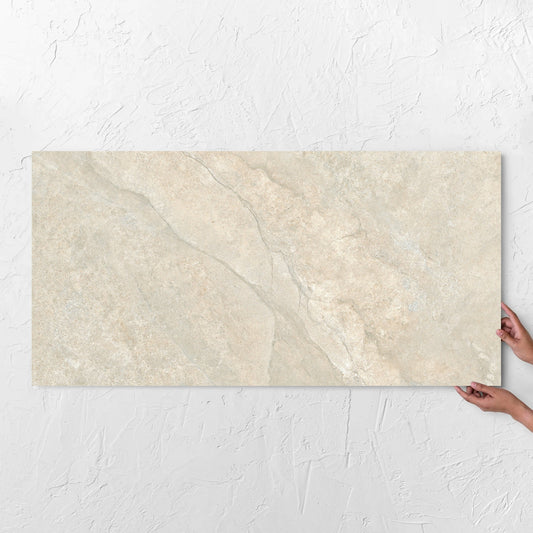 Lakestone Natural Matt 600x1200mm tile with hands