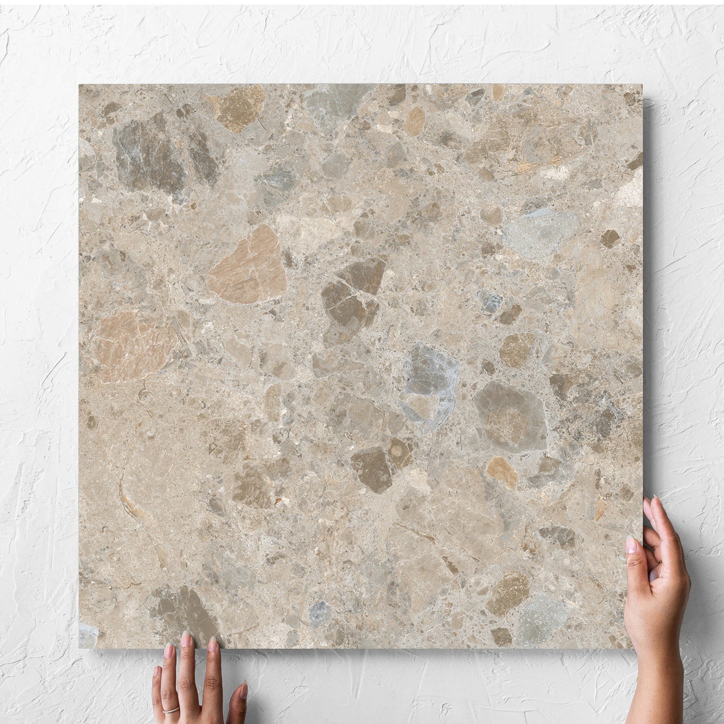 Bedrock Beige Grip 600x600mm hand 5