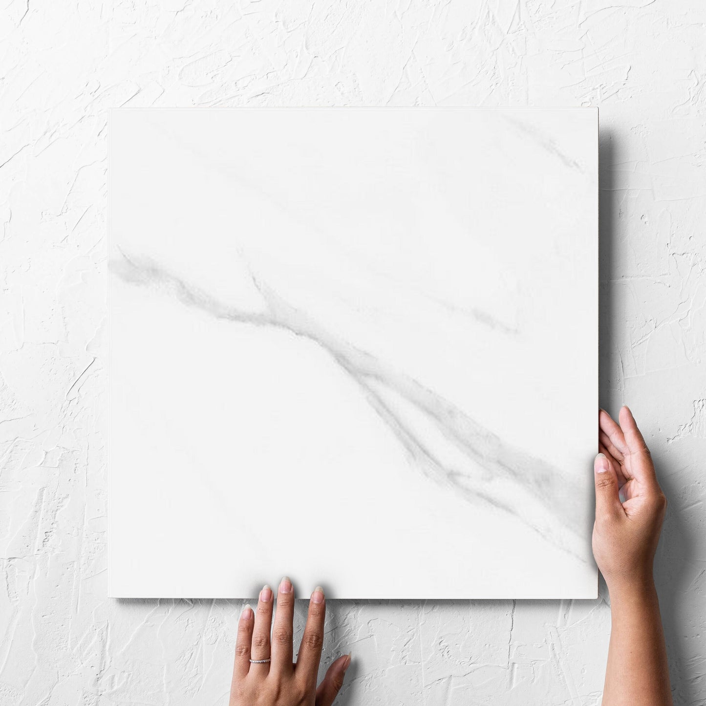 Carrara Bianco Matt 450x450mm hand 1