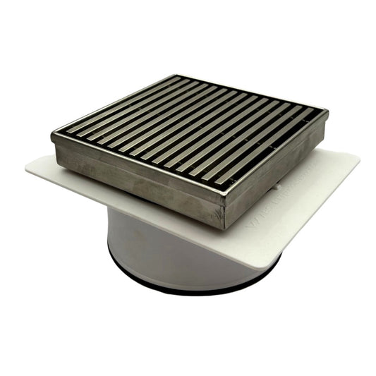 316 Stainless Steel Grate Floor Waste with Puddle Flange 50mm Outlet 110x110mm