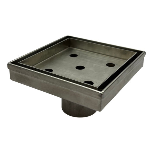 316 Stainless Steel Tile Insert Floor Waste with Puddle Flange 100mm Outlet 110x110mm