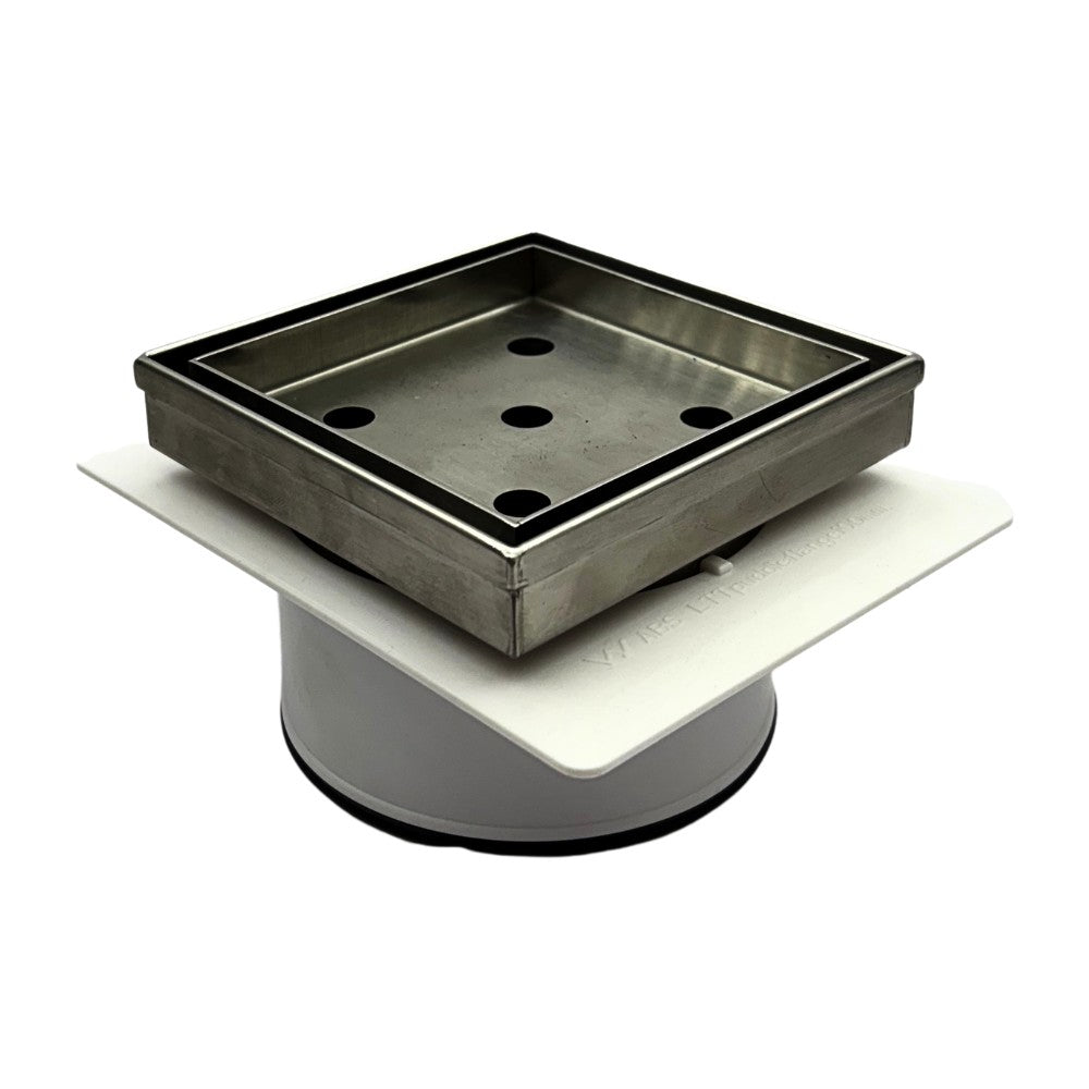 316 Stainless Steel Tile Insert Floor Waste with Puddle Flange 50mm Outlet 110x110mm