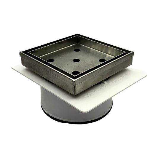 316 Stainless Steel Tile Insert Floor Waste with Puddle Flange 50mm Outlet 110x110mm