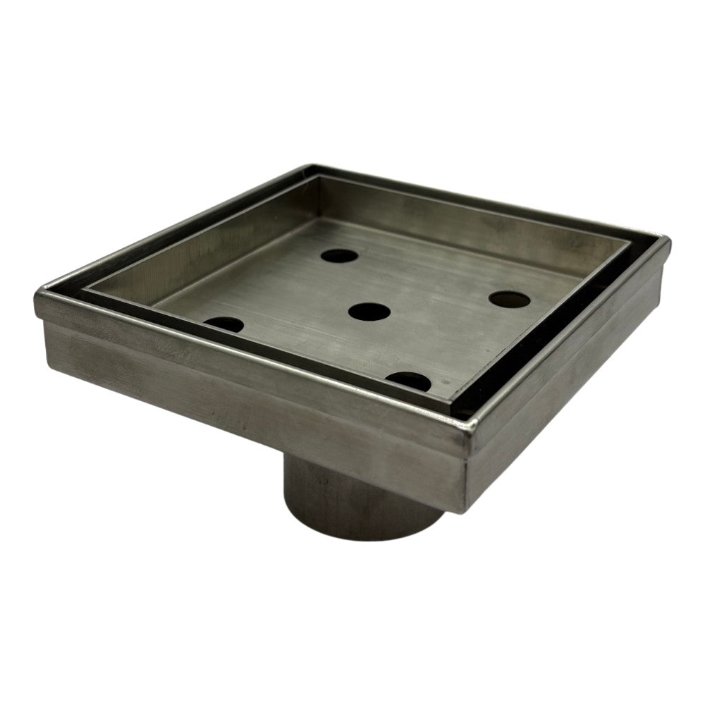 316 Stainless Steel Tile Insert Floor Waste with Puddle Flange 80mm Outlet 110x110mm