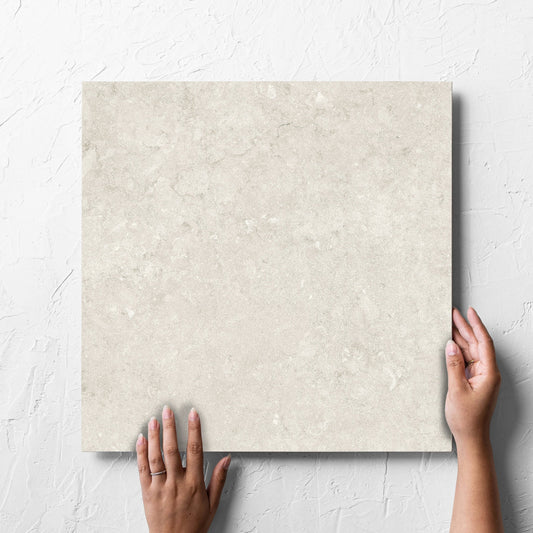 Keppel Almond Matt 450x450mm hand 3