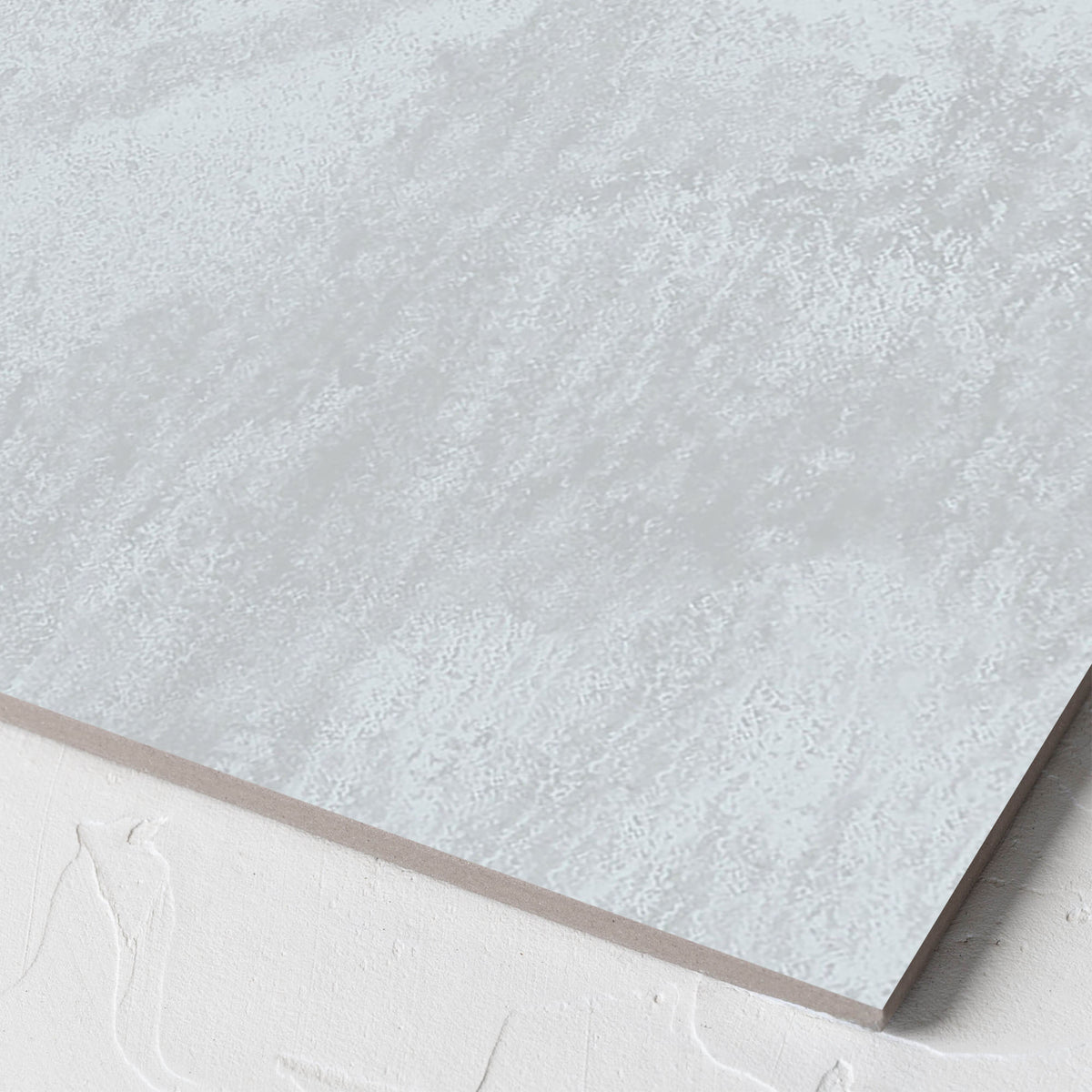 Matang Light Grey Gloss 400x400mm tiles laid, wider view