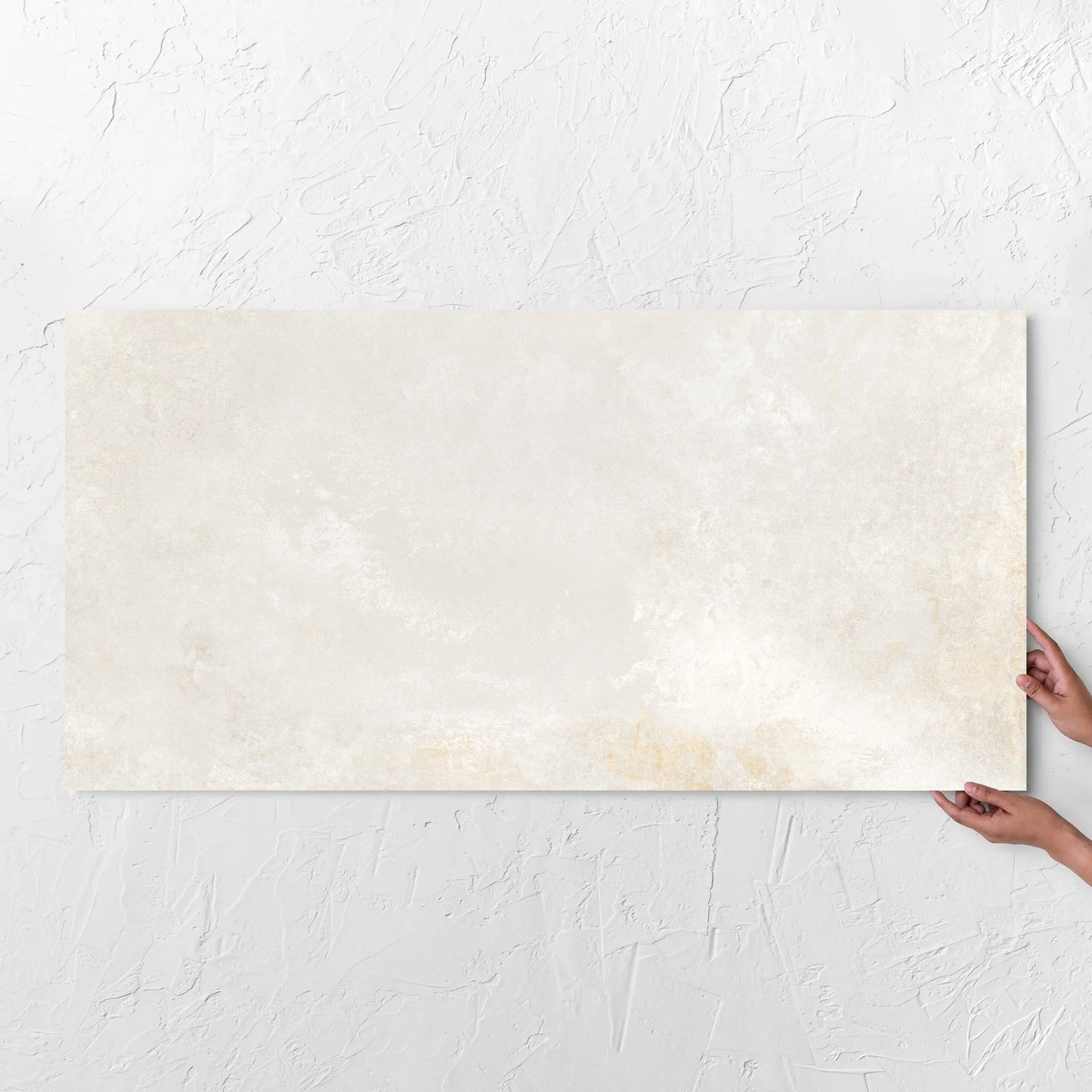 Oxide Metal Pearl Rust Matt 600x1200mm tile with hands