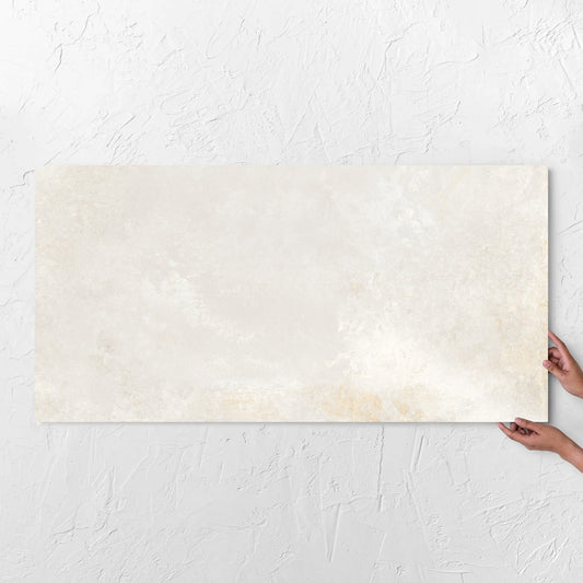 Oxide Metal Pearl Rust Matt 600x1200mm tile with hands