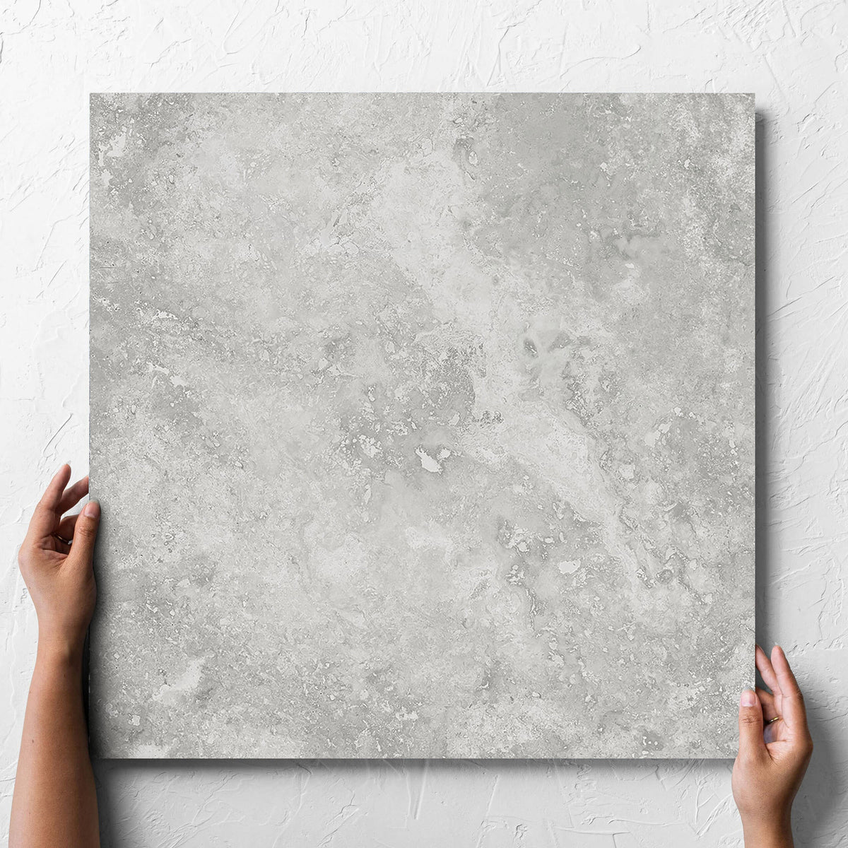 Timeless Silver Structured 600x600mm stone look tiles installed