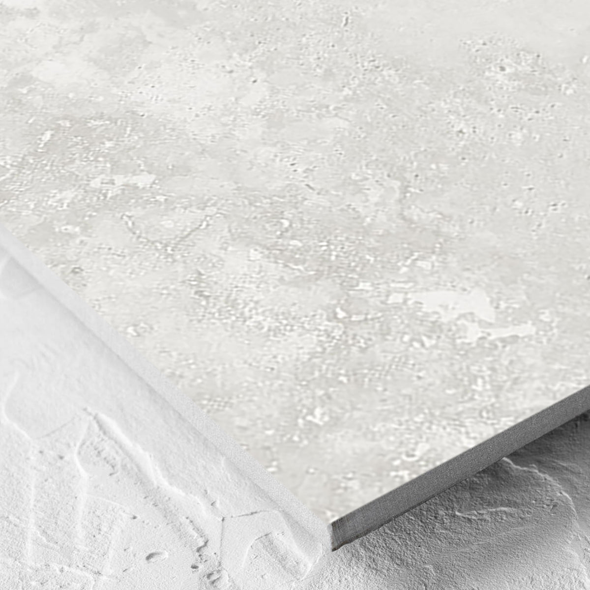 Timeless White Structured 600x600mm tiles laid, wider view
