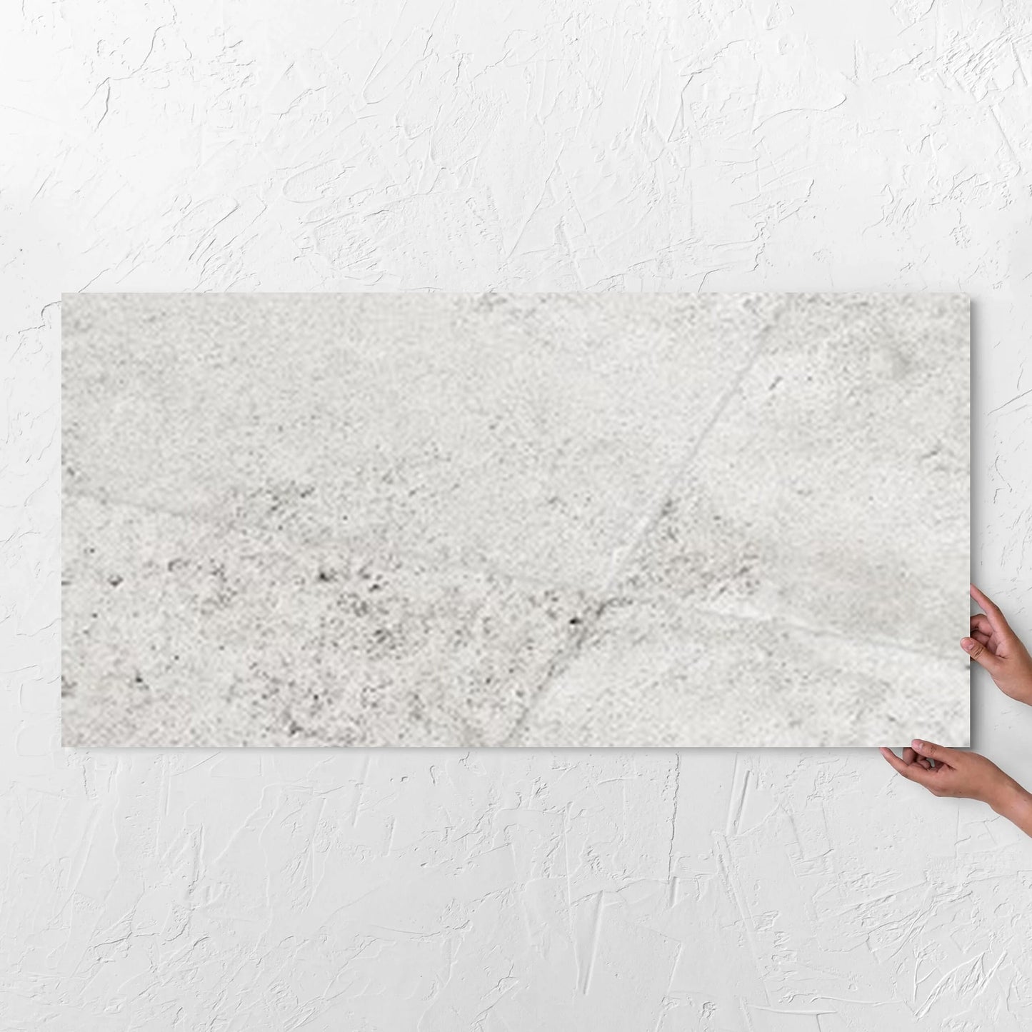 Toulouse White Amber 600x1200mm tile with hands