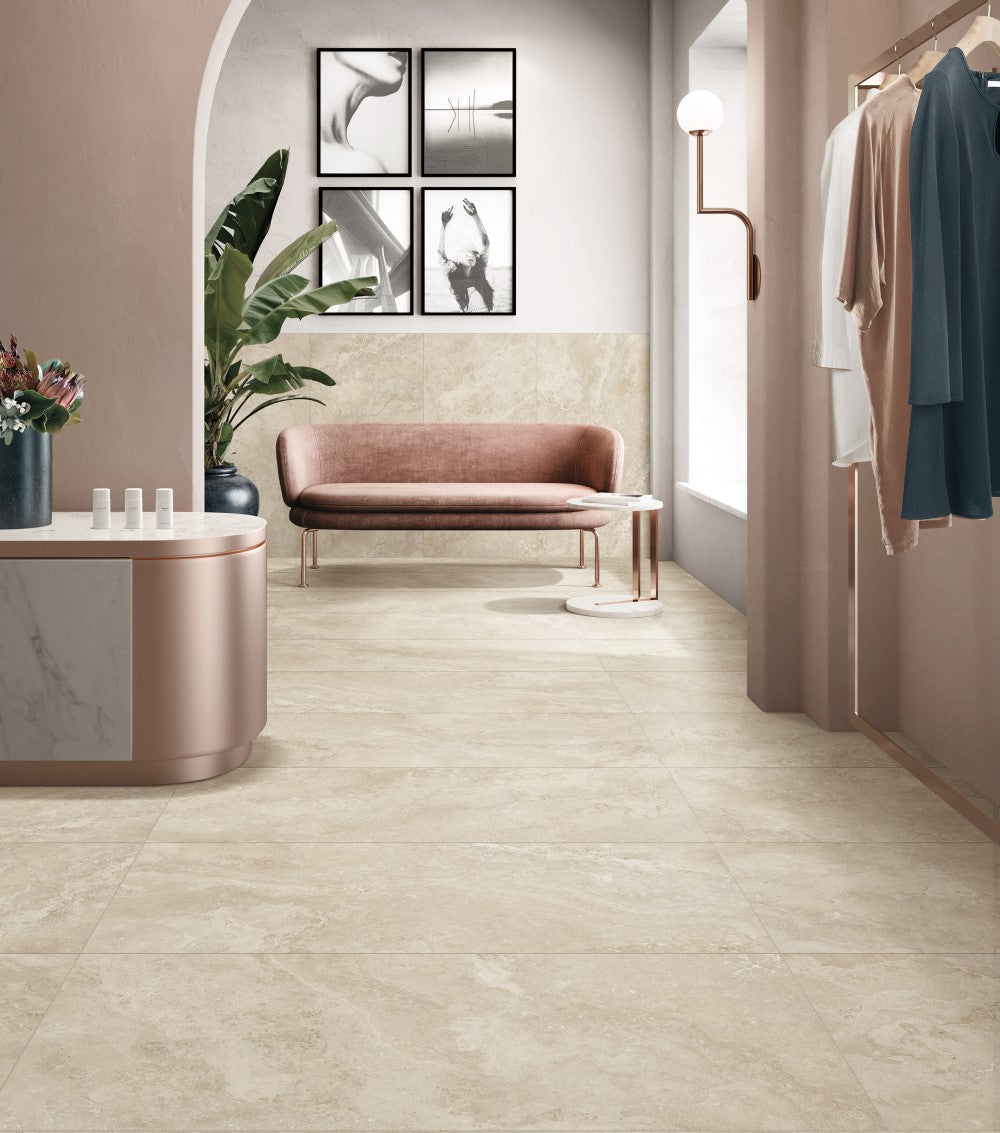 Norcia Travertine Beige External Rectified Paver 600x600x20mm