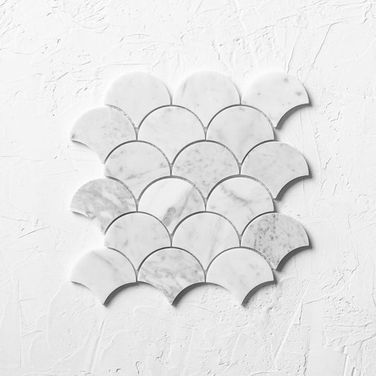 Carrara Fan Polished Mosaic 235x245mm