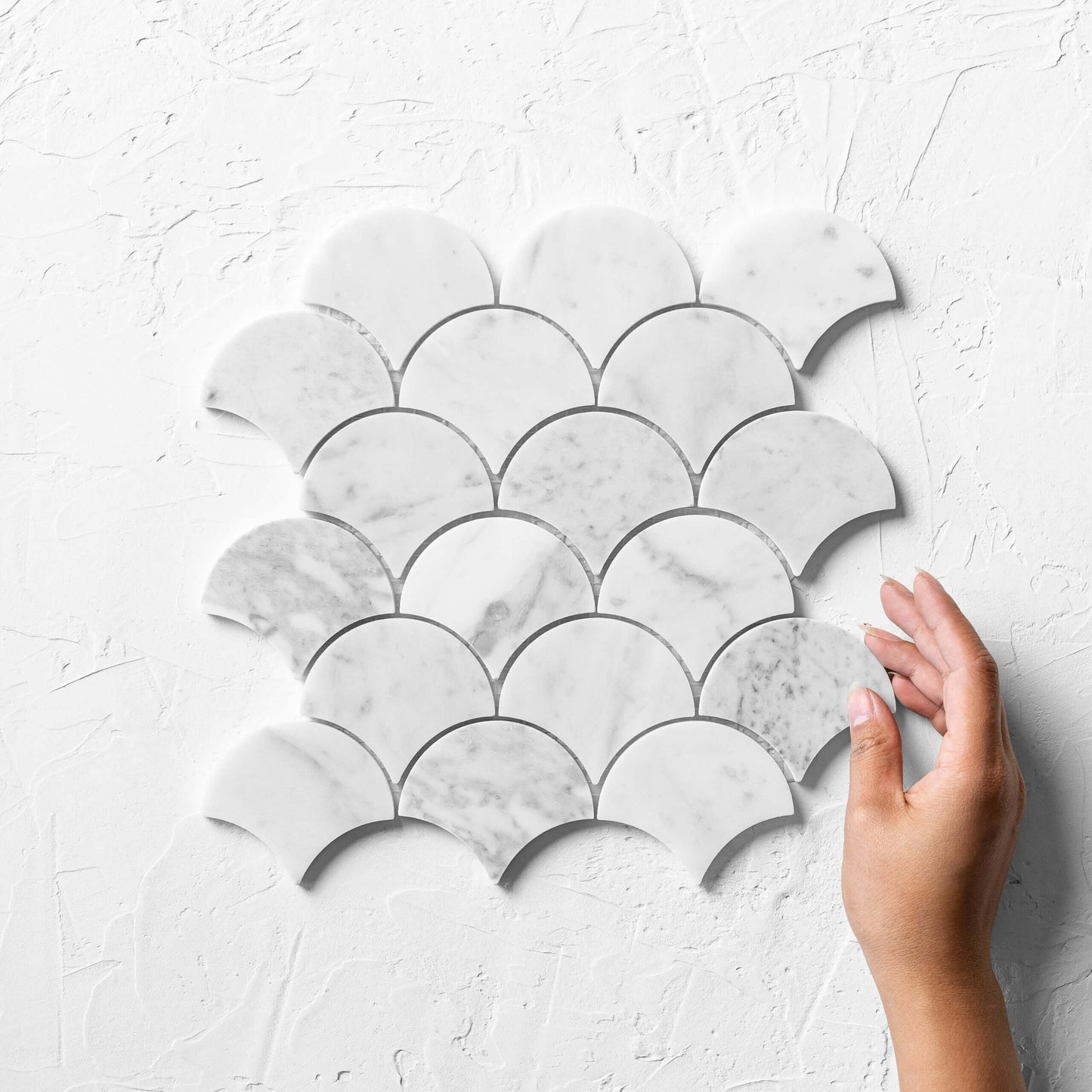 Carrara Fan Polished Mosaic 235x245mm
