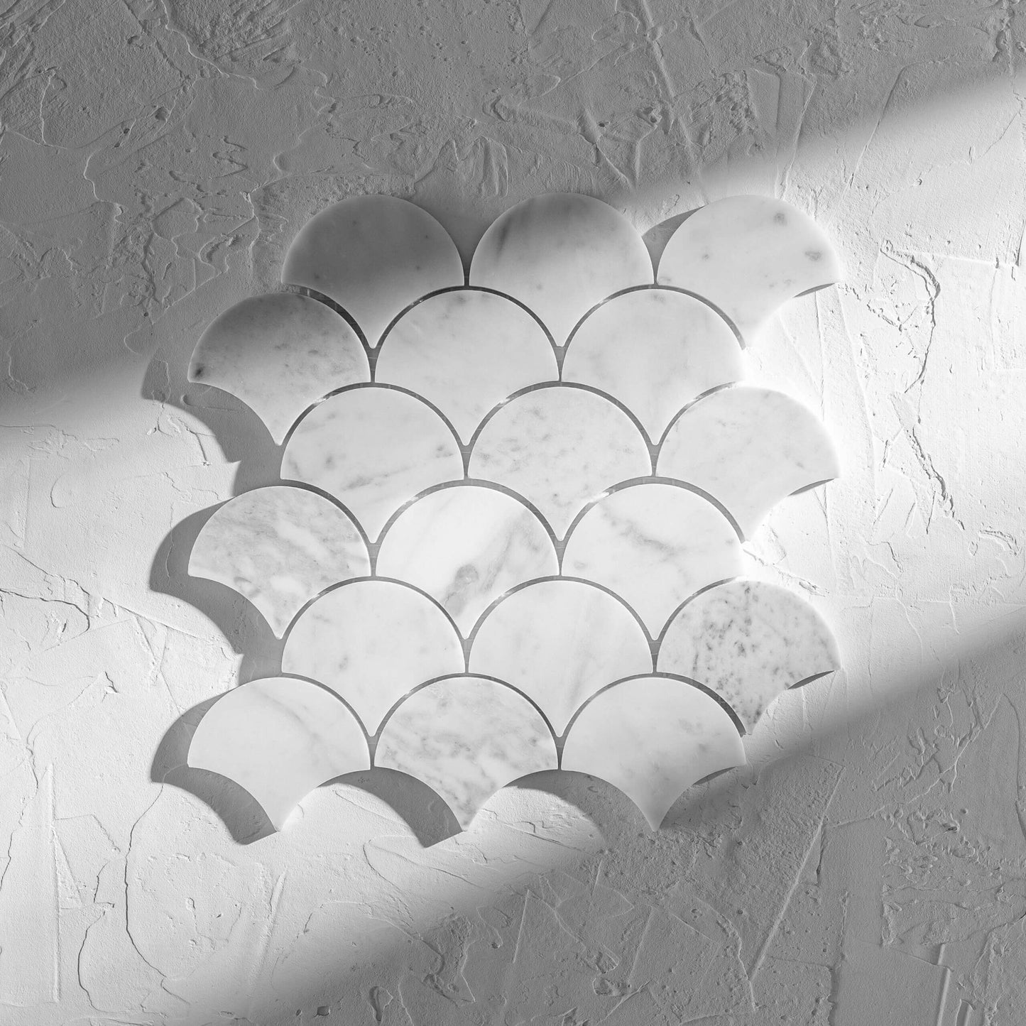 Carrara Fan Polished Mosaic 235x245mm
