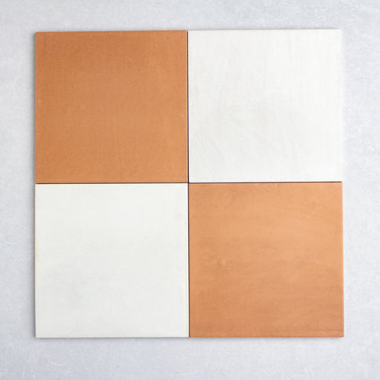 Checkerboard Teracotta Teja And Blanco 200x200mm