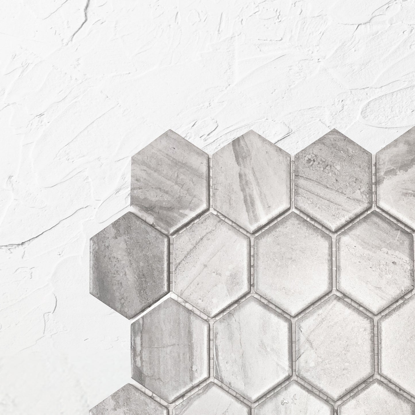 Wooden Grey Matt Porcelain Glazed Hexagon 51x59mm