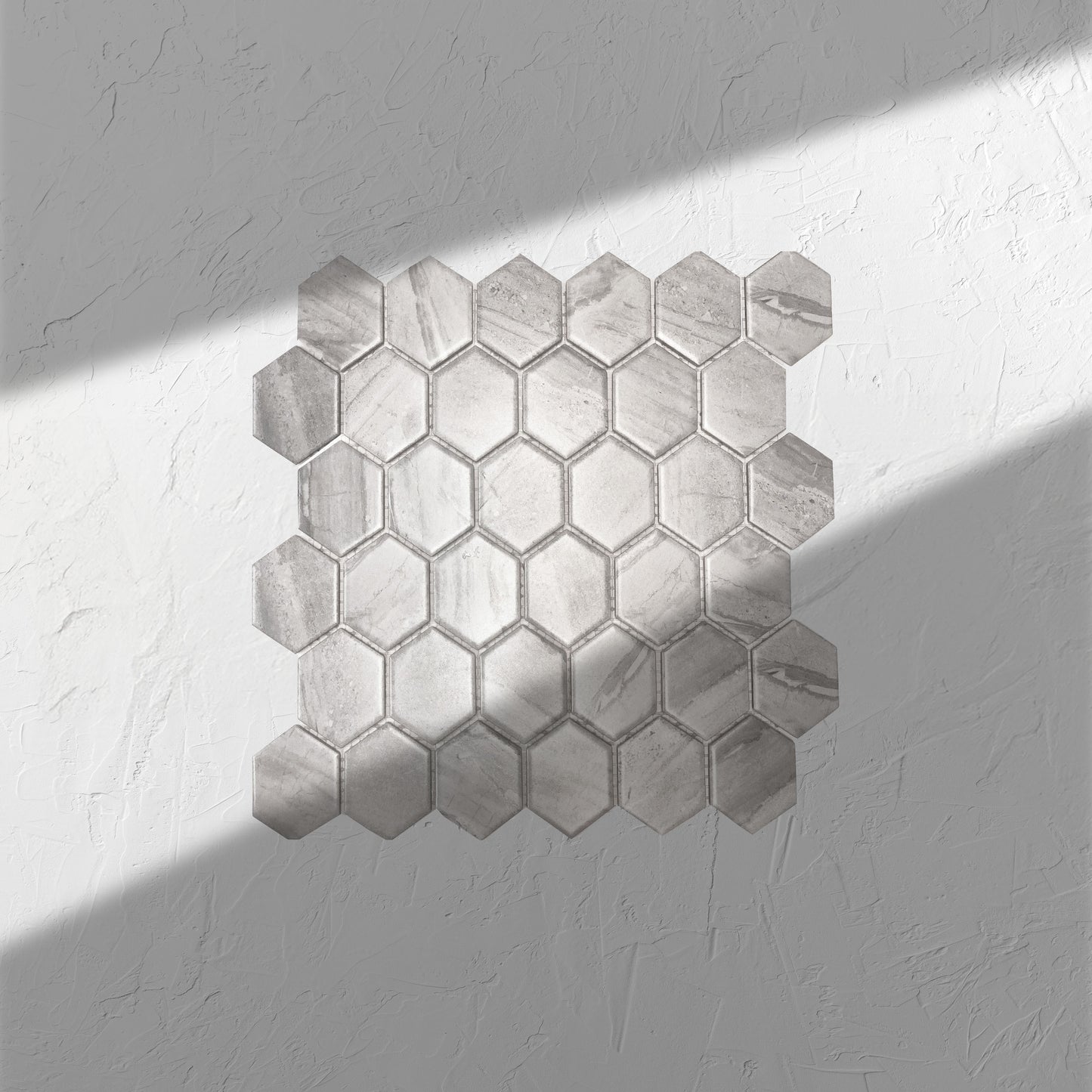 Wooden Grey Matt Porcelain Glazed Hexagon 51x59mm