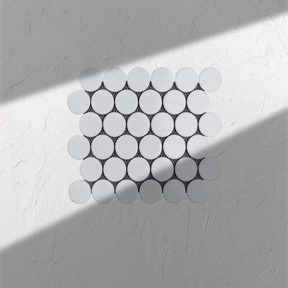 White Gloss Porcelain Glazed Penny Round 48mm