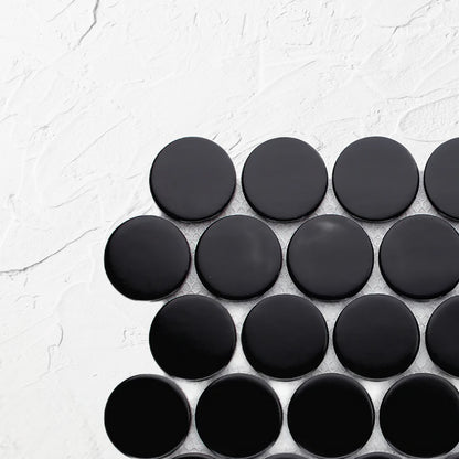 Black Matte Porcelain Glazed Penny Round 48mm