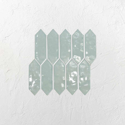 Light Green Gloss Porcelain Glazed Ripple Surface Arrow 55x195mm