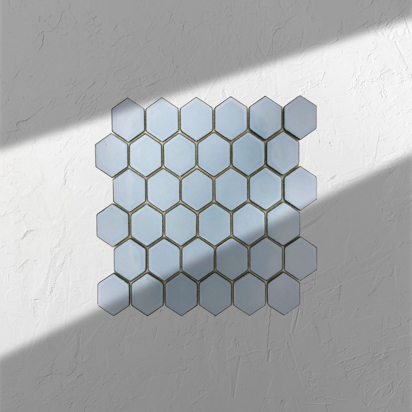 Antique Blue Gloss Glazed Hexagon 51x59mm