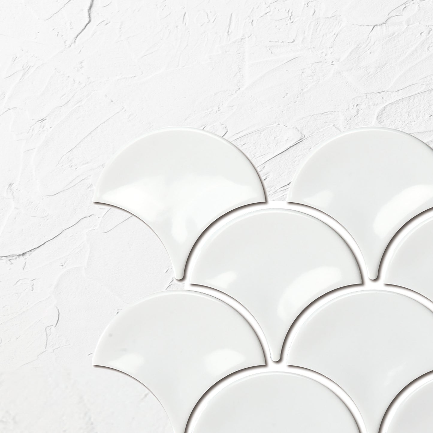 White Gloss Porcelain Glazed Fishscale 95x87mm