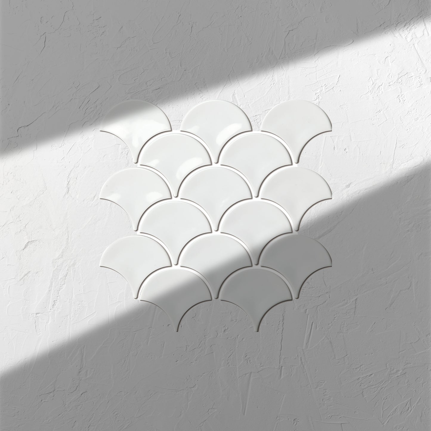 White Gloss Porcelain Glazed Fishscale 95x87mm