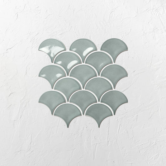 Water Green Gloss Porcelain Glazed Fishscale 95x87mm