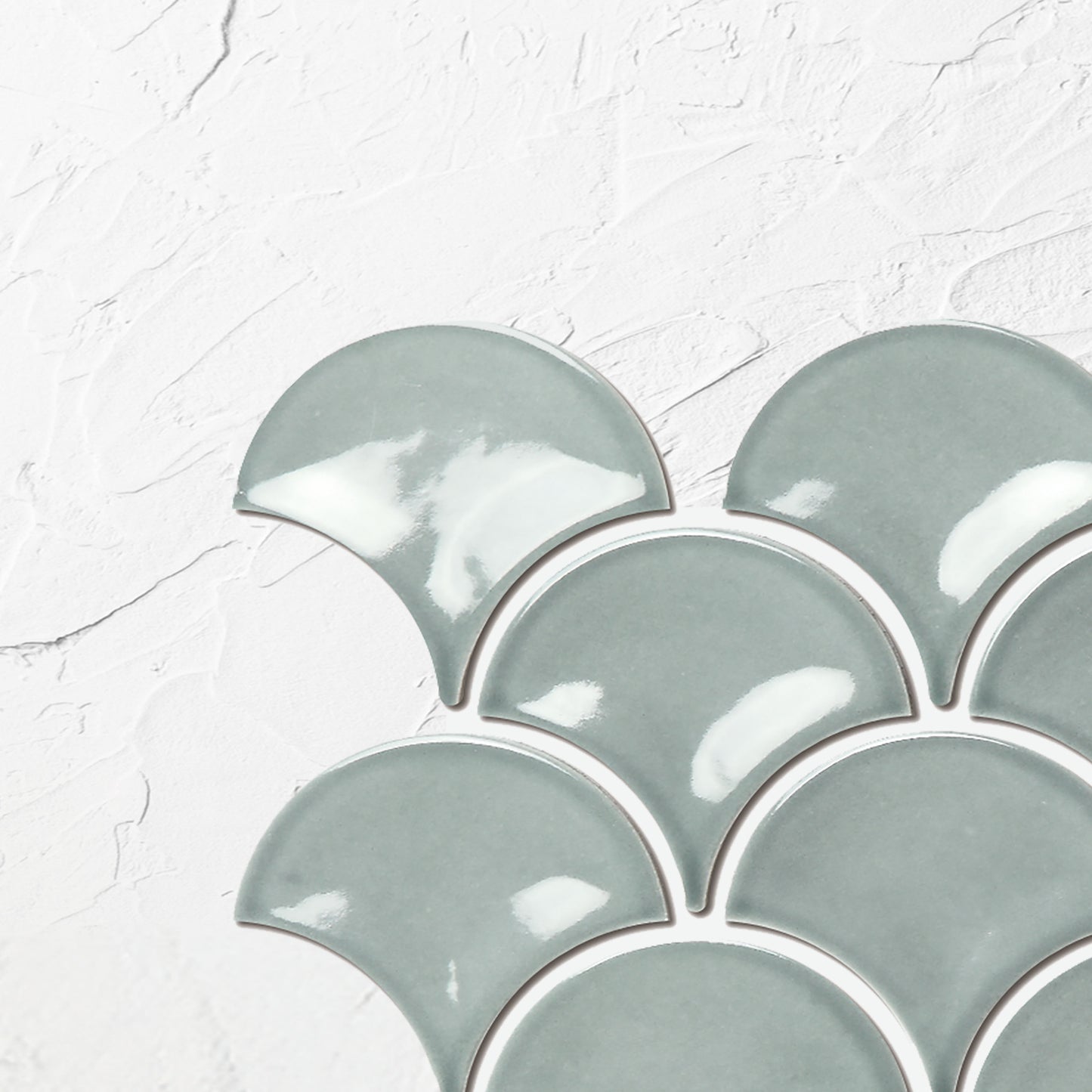 Water Green Gloss Porcelain Glazed Fishscale 95x87mm