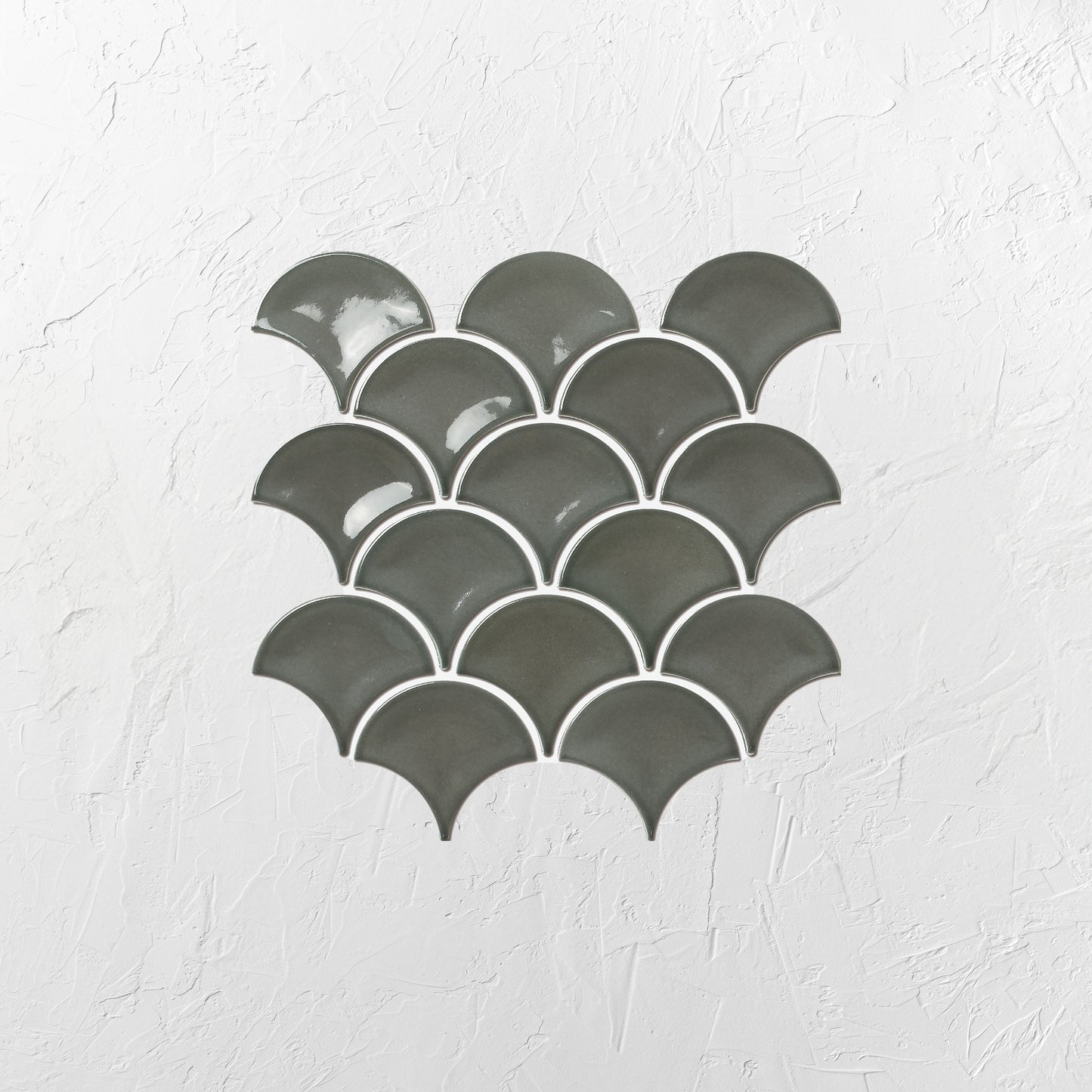 Charcoal Gloss Porcelain Glazed Fishscale 95x87mm