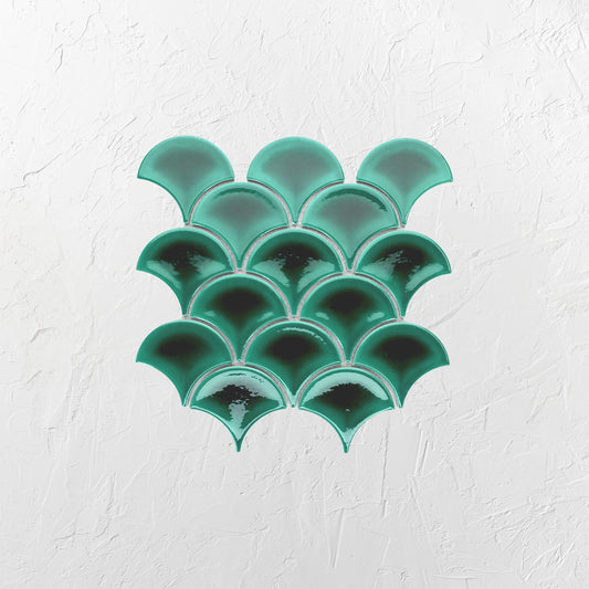 Reef Green Gloss Porcelain Glazed Fishscale 95x87mm