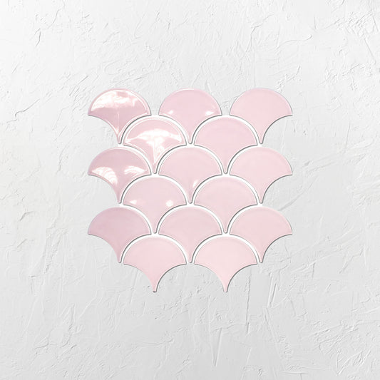 Pastel Pink Gloss Porcelain Glazed Fishscale 95x87mm