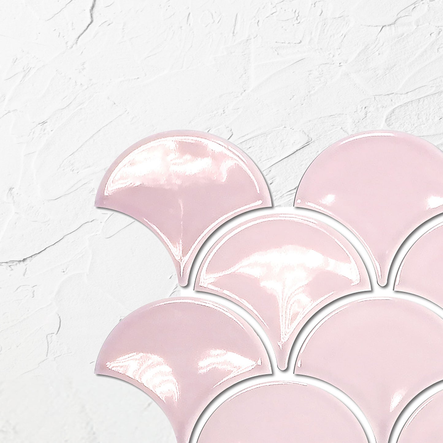Pastel Pink Gloss Porcelain Glazed Fishscale 95x87mm