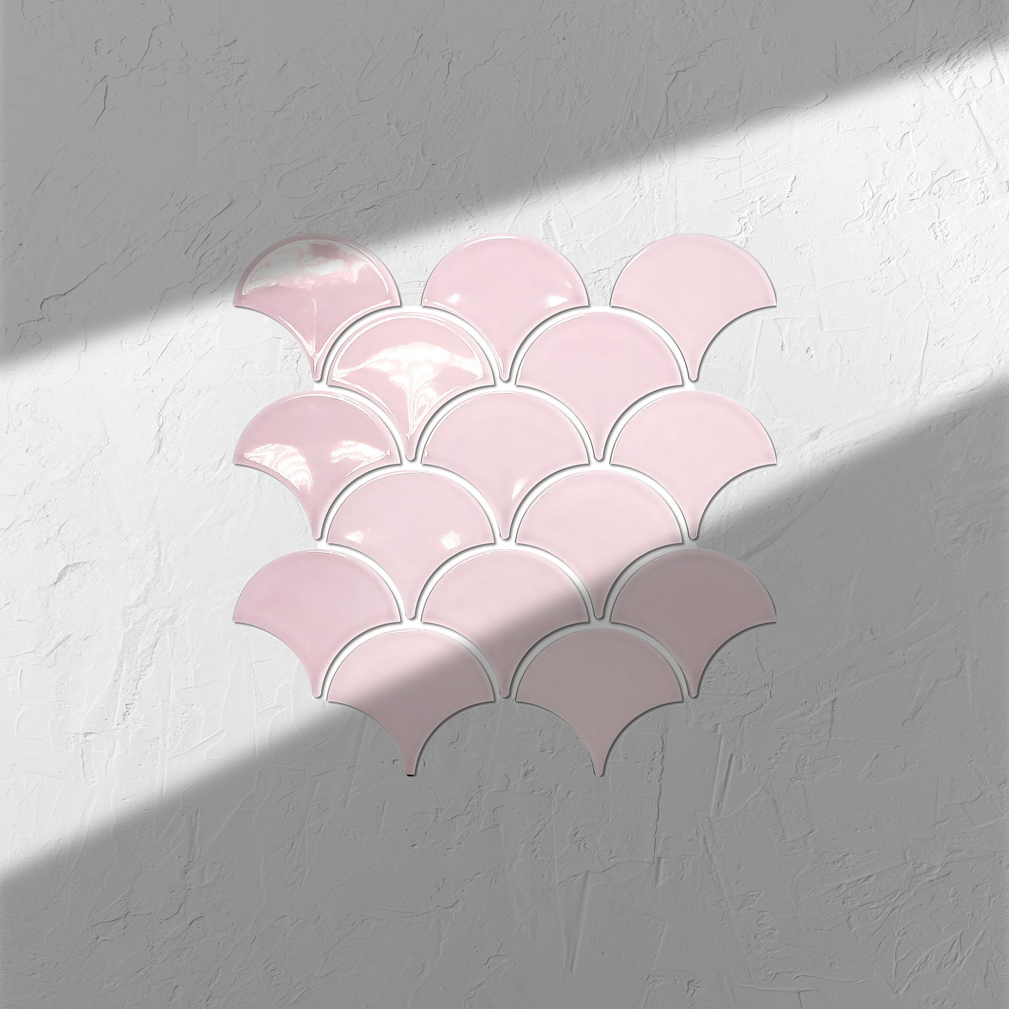 Pastel Pink Gloss Porcelain Glazed Fishscale 95x87mm