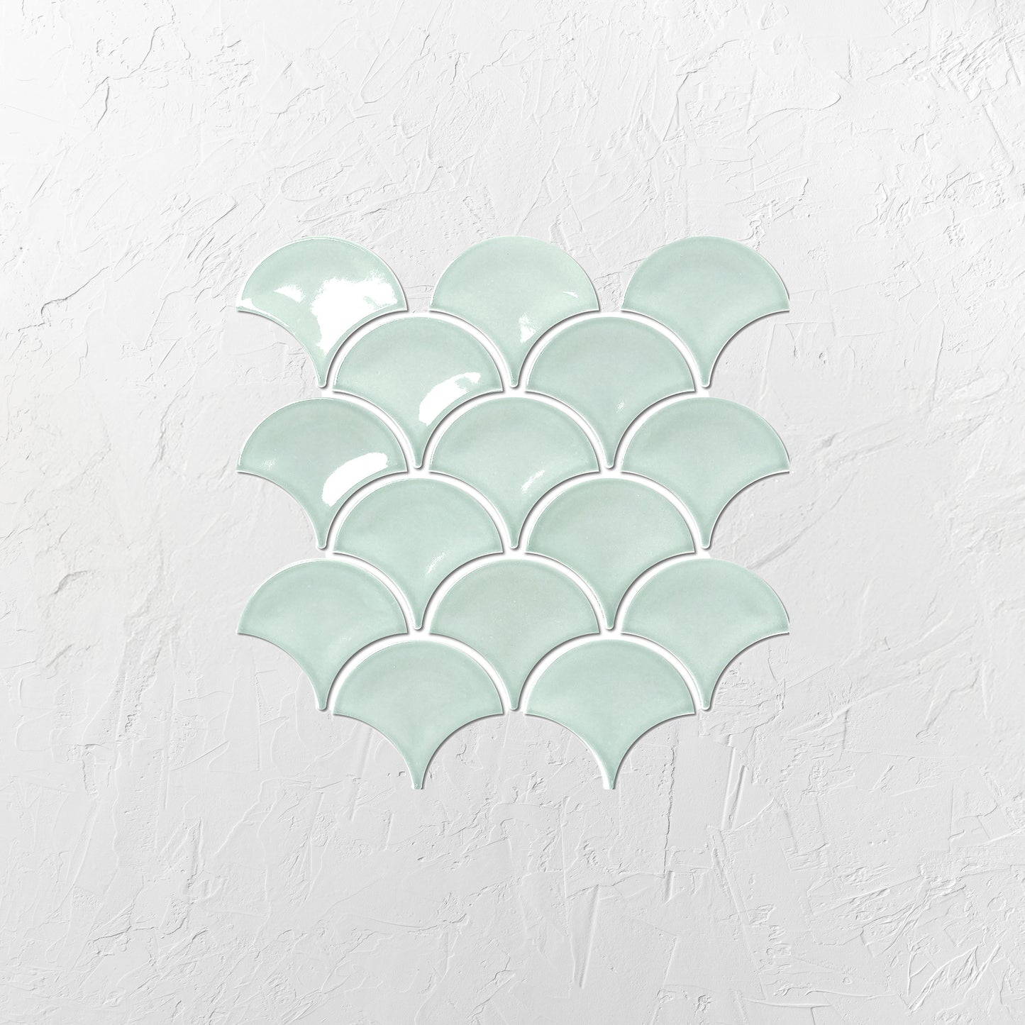 Foam Light Green Gloss Porcelain Glazed Fishscale 95x87mm