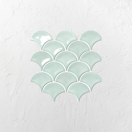 Foam Light Green Gloss Porcelain Glazed Fishscale 95x87mm